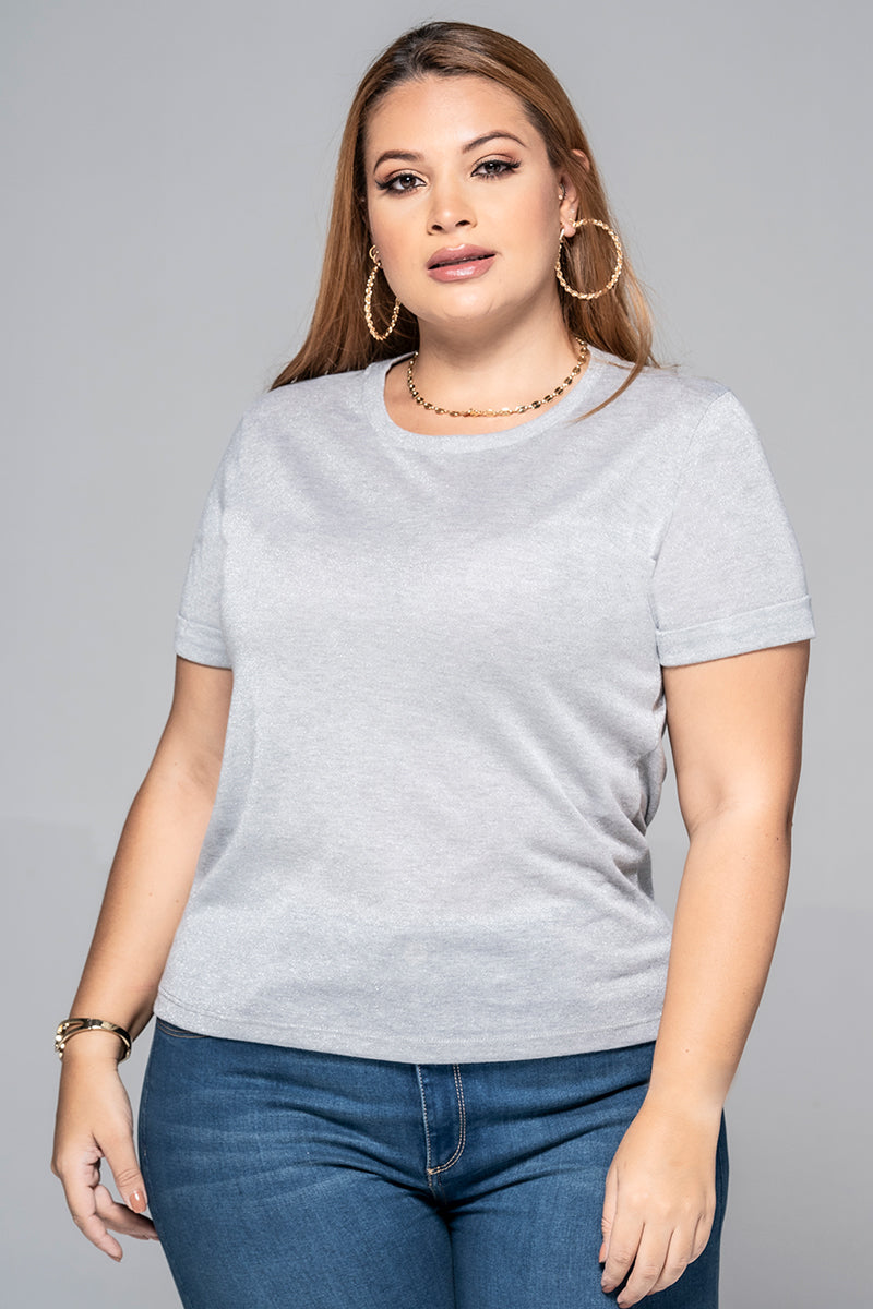 Camiseta Básica Efecto Brillo  Marca Trucco's Plus Size