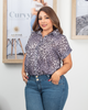 Blusa Manga Corta Animal Print Leopardo de ajustar en cintura Marca Trucco´s Plus Size