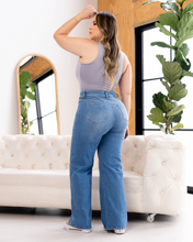 Jean Wide Leg Tiro Alto Costura Frontal Marca Trucco´s Plus Size