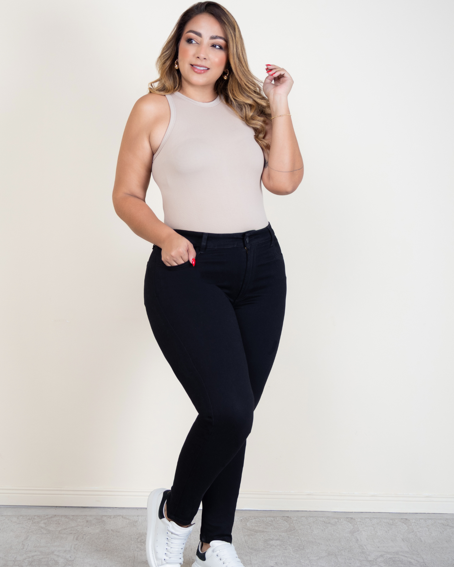 Jean Skinny Tiro Alto Talla única Negro Exclusivo Marca Trucco´s