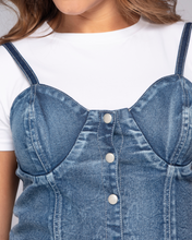Set 2 Piezas Blusa Denim de Tiras con Botonadura Camiseta Corta Básica Marca Trucco´s