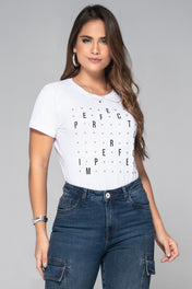Camiseta Básica Color Blanco Y Lila Marca Truccos