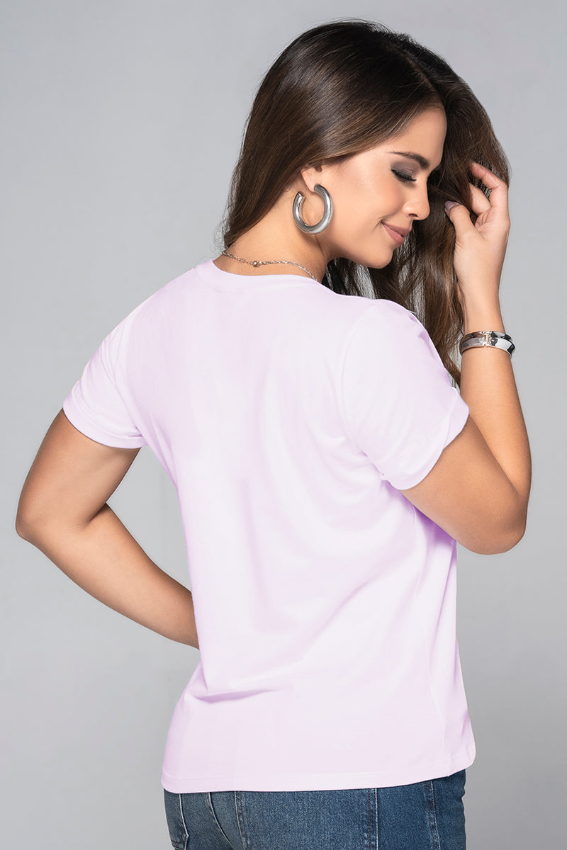 Camiseta Básica Color Blanco Y Lila Marca Truccos
