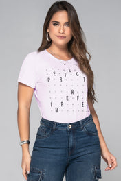Camiseta Básica Color Blanco Y Lila Marca Truccos