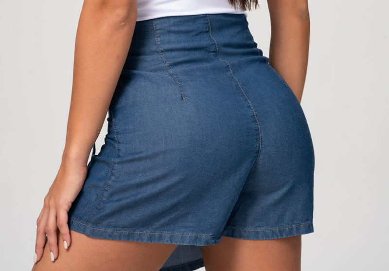 Falda Short Cargo En Tencel Marca Trucco's