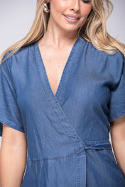 Vestido Largo En Tencel Color Azul Medio Marca Trucco's