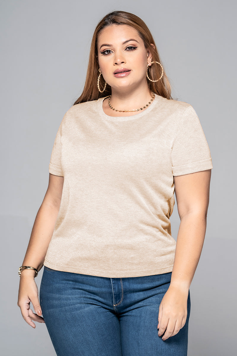 Camiseta Básica Efecto Brillo  Marca Trucco's Plus Size