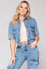 Chaqueta Cargo Manga Corta Denim Cuello Clásico Marca Trucco's