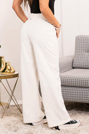 Pantalón Wide Leg Tiro Alto Textura Rib Acanalada Marca Trucco´s