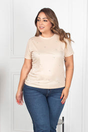 Camiseta Cuello Redondo Detalles Gircones Frontales Marca Trucco´s Plus Size