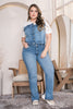 Jean Bora Recta Tiro Alto Abertura en Bota Marca Truccos Plus Size