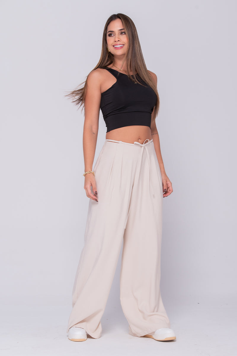 Pantalón Wide Leg Tiro Alto Presilla con Cinta Marca Trucco´s
