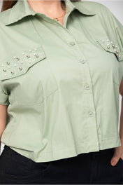 Blusa Corta Bolsillos Frontales con Detalles Gircone Marca Trucco´s Plus Size
