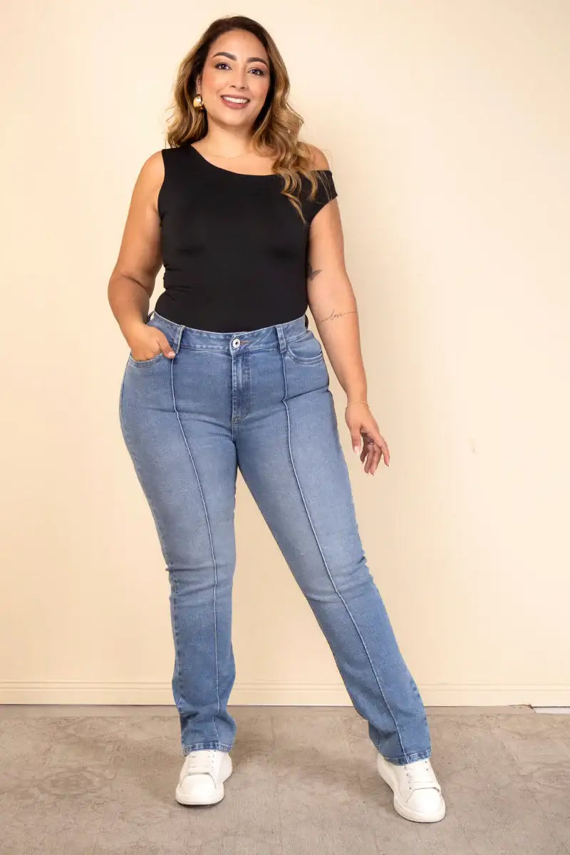 Ropa Colombiana Jeans Bota Tubo Mujer Jean Bota Recta Tiro Alto
