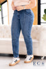 Jean Mom Fit Tiro Alto Venas Frontales Marca Trucco´s Plus Size