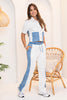 Set 2 Piezas en Bloque Denim Camisa de Cuello Pantalón Bota Recta Marca Trucco´s
