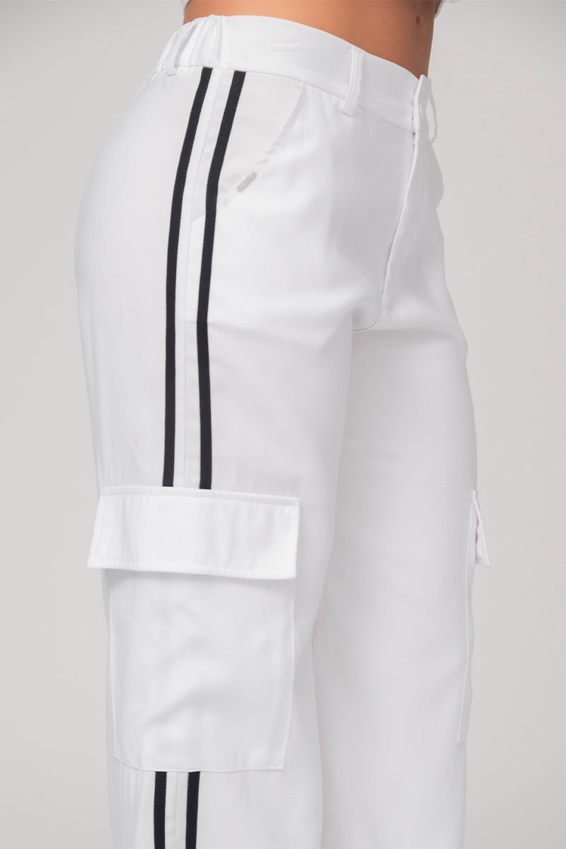 Set 2 Piezas Rayas Laterales Pantalón Wide Leg Cargo Chaleco Corto Marca Trucco´s