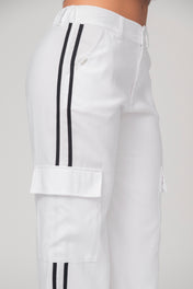 Set 2 Piezas Rayas Laterales Pantalón Wide Leg Cargo Chaleco Corto Marca Trucco´s