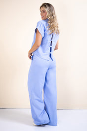 Set 2 Piezas Camisa Escote Posterior Pantalón Wide Leg Marca Trucco´s