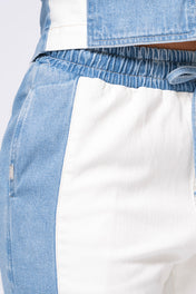 Set 2 Piezas en Bloque Denim Camisa de Cuello Pantalón Bota Recta Marca Trucco´s
