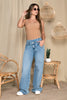 Jean Wide Leg Tiro Alto Pretina Asimétrica Marca Trucco´s