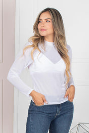 Set 2 Piezas Blusa Manga Larga en Transparencia Crop Top a Tono Marca Trucco´s