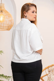 Camisa Manga Corta Bolsillos Tipo Cargo con Trabilla Marca Trucco´s Plus Size