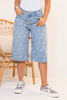 Bermuda Over Size Tiro Alto Detalle de Láser Con Flores Marca Trucco´s