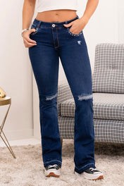 Jean Bota Recta Tiro Alto  Taches y Desgaste Marca Trucco´s