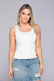 Blusa Manga Sisa Con  Perlas Frontales Marca Trucco´s