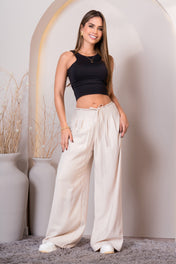 Pantalón Wide Leg Tiro Alto Presilla con Cinta Marca Trucco´s