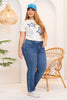 Jean Bota Recta Tiro Alto Líneas Blancas Laterales Marca Trucco´s Plus Size