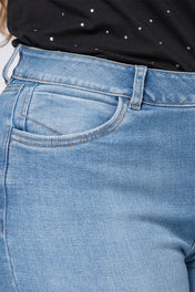 Jean Bota Recta Tiro Alto Efecto Devanecido Relojero Invisible Marca Trucco´s Plus Size
