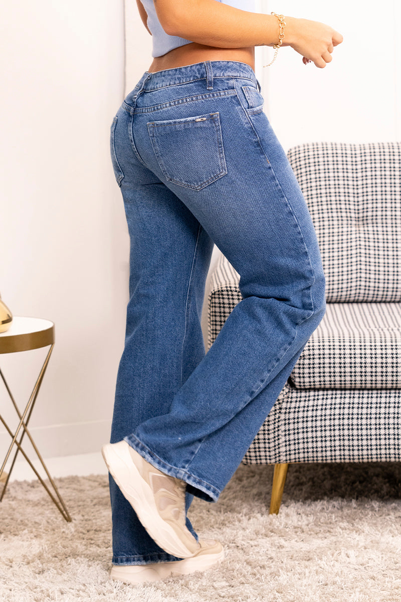Jean Wide Leg Denim Descaderado Marca Trucco´s