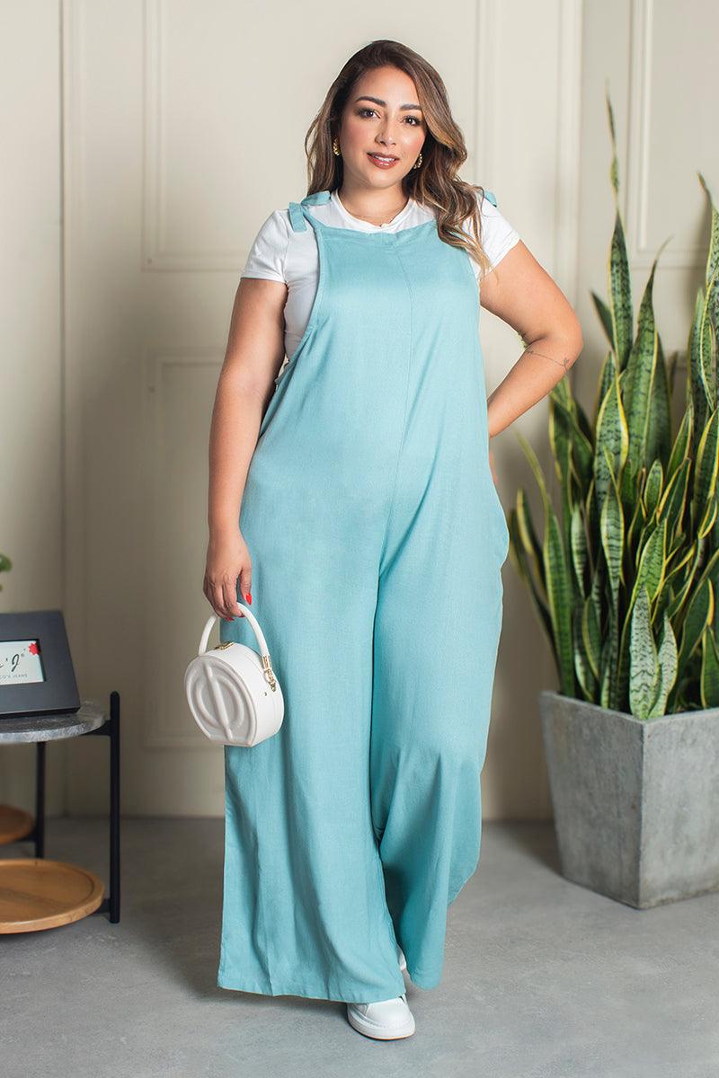 Overol Oversize Tipo Palazzo de Anudar en Hombros Marca Trucco´s Plus Size