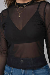 Set 2 Piezas Blusa Manga Larga en Transparencia Crop Top a Tono Marca Trucco´s