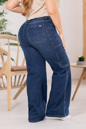 Jean Wide Leg Cargo Tiro Alto Marca Trucco´s Plus Size