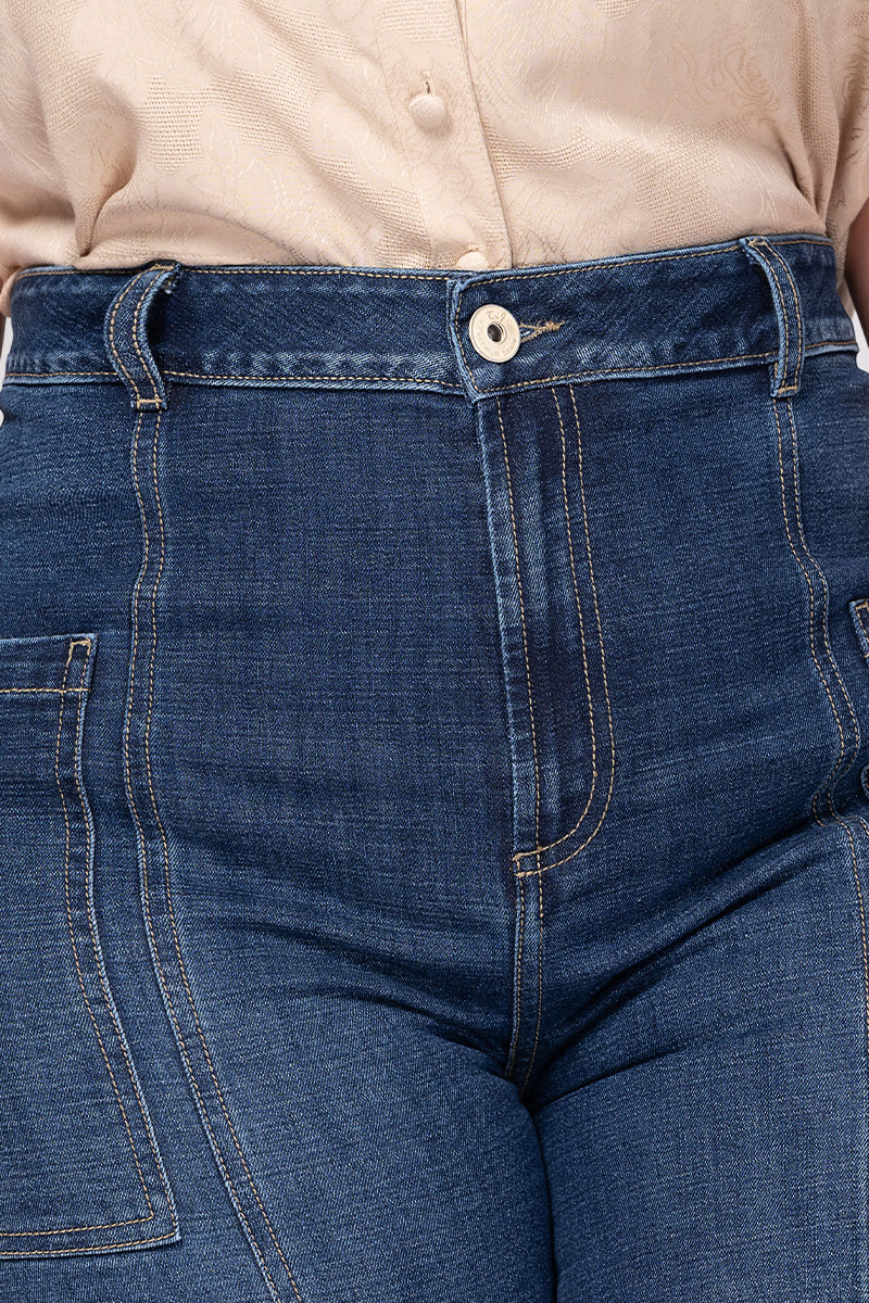 Jean Wide Leg Cargo Tiro Alto Marca Trucco´s Plus Size
