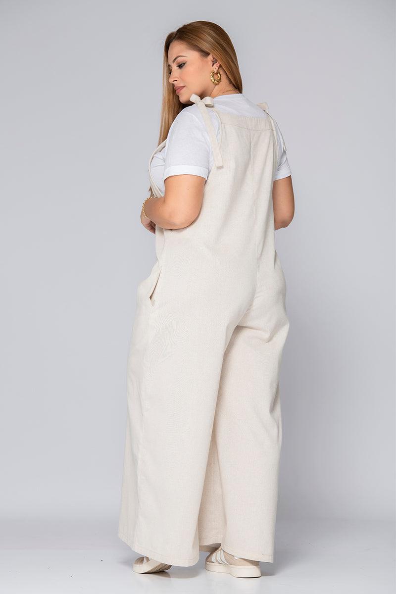 Overol Oversize Tipo Palazzo de Anudar en Hombros Marca Trucco´s Plus Size