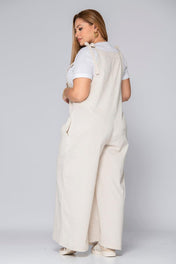Overol Oversize Tipo Palazzo de Anudar en Hombros Marca Trucco´s Plus Size