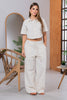 Set 2 Piezas en Ojalillo Pantalón Wide Leg Camisa Corta Marca Trucco´s