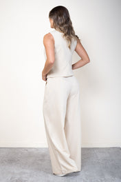 Set 2 Piezas Pantalón Wide Leg Chaleco con Ruedo Asimétrico Marca Trucco´s