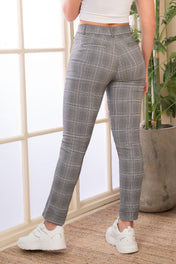 Pantalón Clásico Skinny Tiro Alto Tela en Cuadrículas Marca Trucco´s