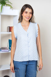 Blusa Manga Sisa Plisada Tela con Textura Marca Trucco´s