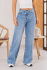 Jean Wide Leg Tiro Alto Pretina Asimétrica Marca Trucco´s