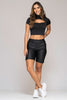 Bermuda Efecto Cuero Color Negro Marca Trucco's