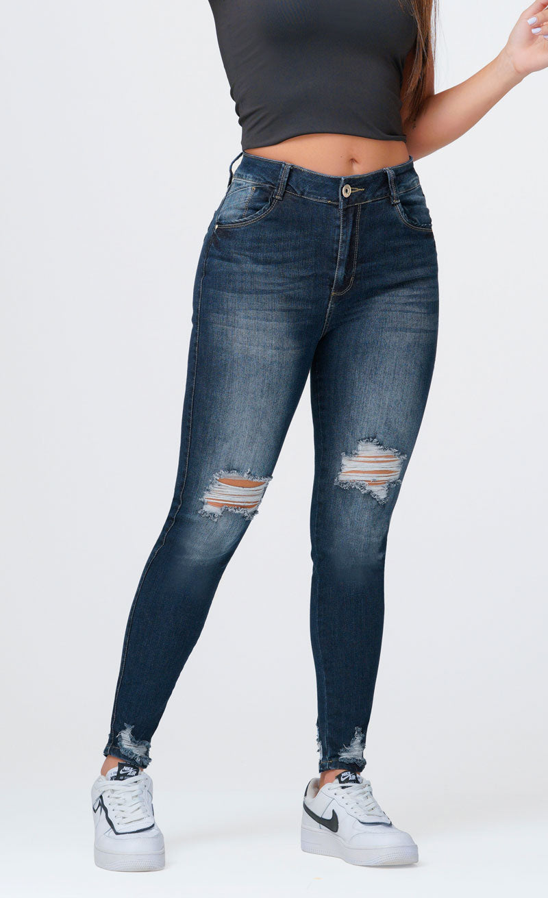 Jean Tiro Alto Skinny Color Azul Oscuro Marca Trucco's – Trucco's