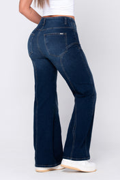 Jean Wide Leg Tiro Alto Costura Irregular Marca Trucco´s
