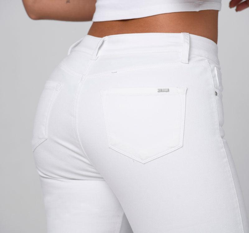 Jean Básico Skinny Tiro Alto Color Blanco Marca Trucco's