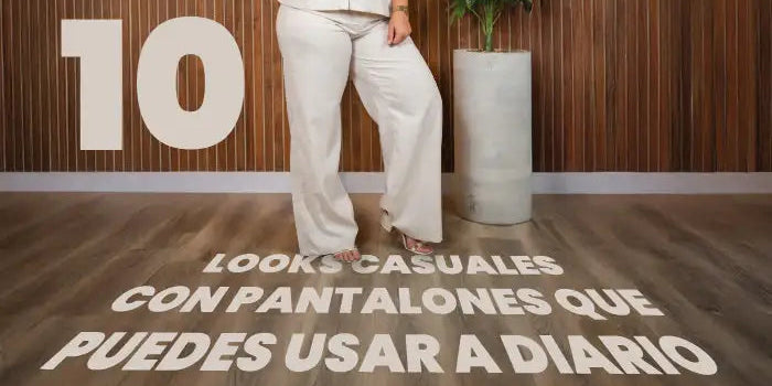 Mujer con pantalones blancos anchos mostrando looks casuales de moda para uso diario